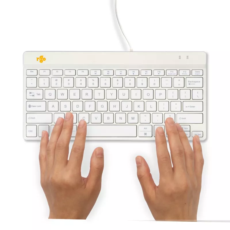 Tastiera ergonomica R-Go Tools R-Go Compact Break, tastiera compatta con software per pause, QWERTY (US), con filo, bianco