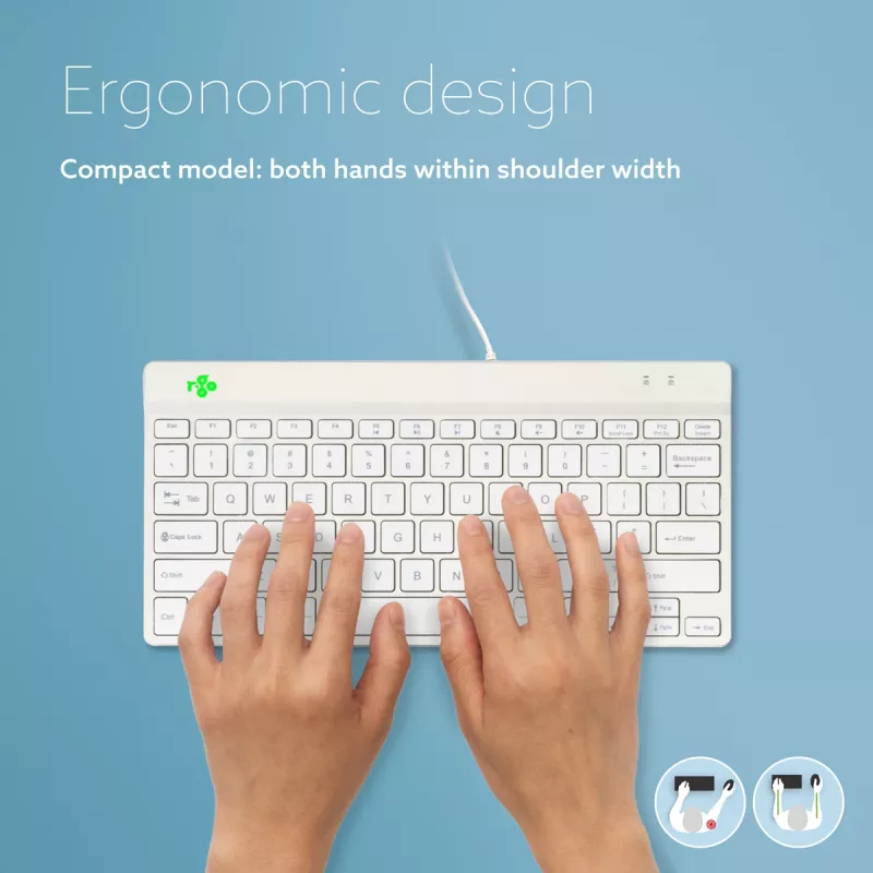 Tastiera ergonomica R-Go Tools R-Go Compact Break, tastiera compatta con software per pause, QWERTY (US), con filo, bianco