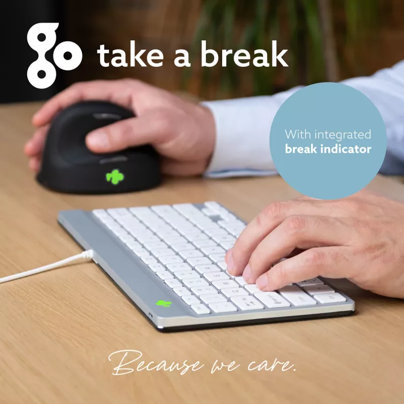 Tastiera ergonomica R-Go Tools R-Go Compact Break, tastiera compatta con software per pause, QWERTY (US), con filo, bianco