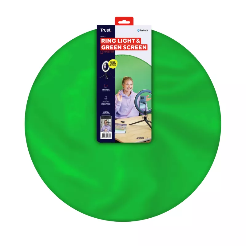 Luce ad anello LED Trust Maku+ nero/verde 24881