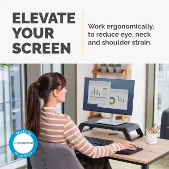 Fellowes supporto per monitor con 3 regolazioni in altezza - rialzo per monitor Hana LT - supporto ergonomico regolabile per computer - Peso max 22,6 kg - nero