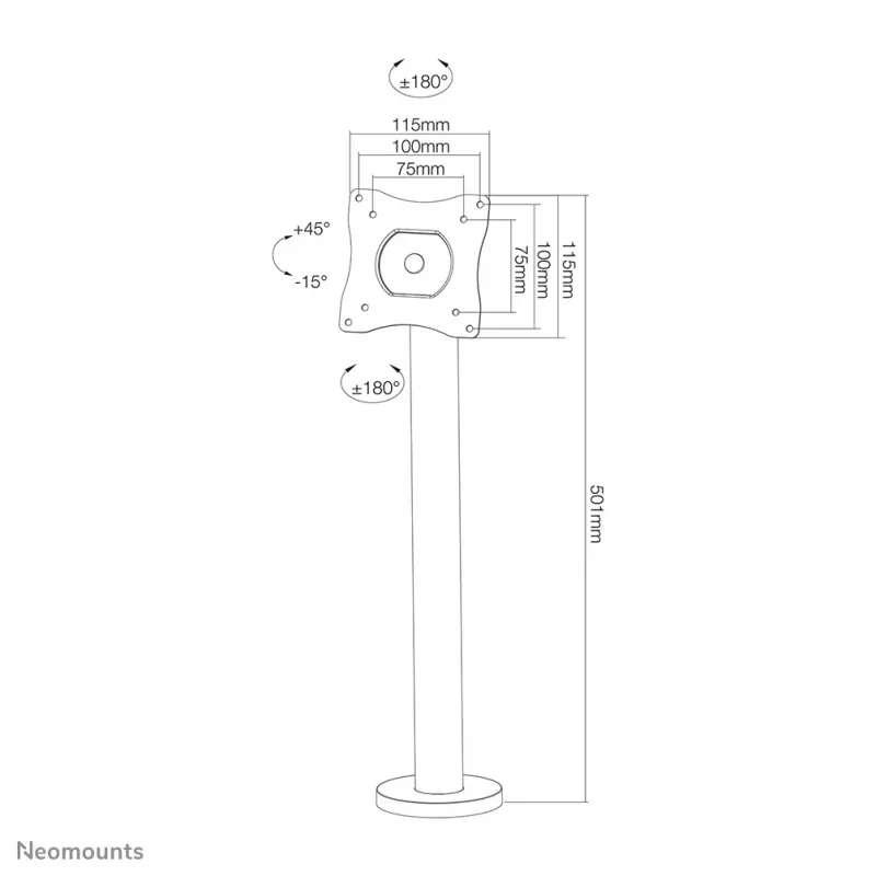 Neomounts NS-DPOS100 nero supporto per monitor 10-32 pollici - montaggio passante
