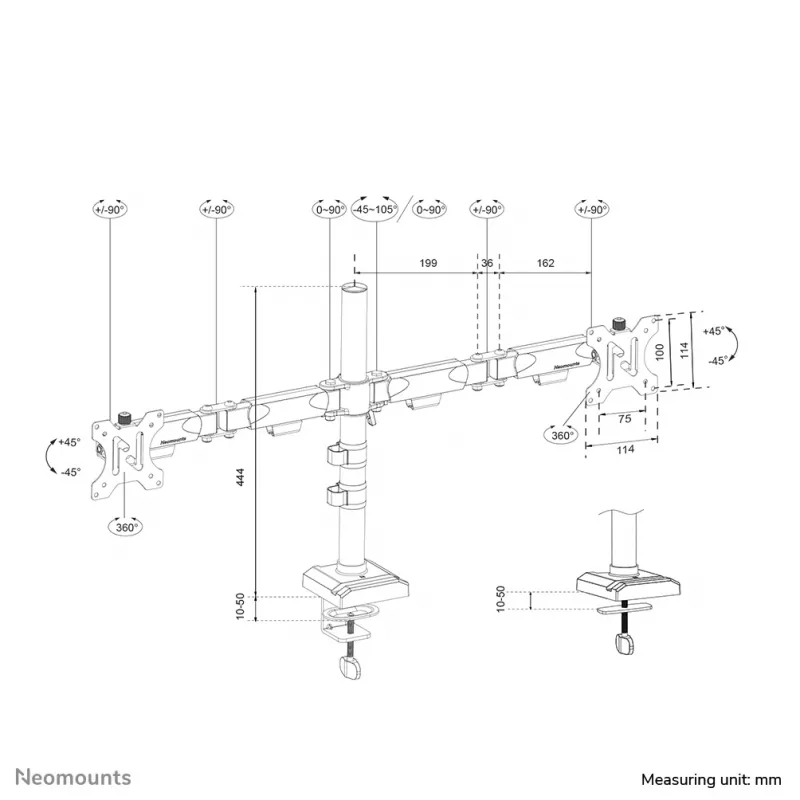 Neomounts DS60-600BL2 braccio monitor 10-32