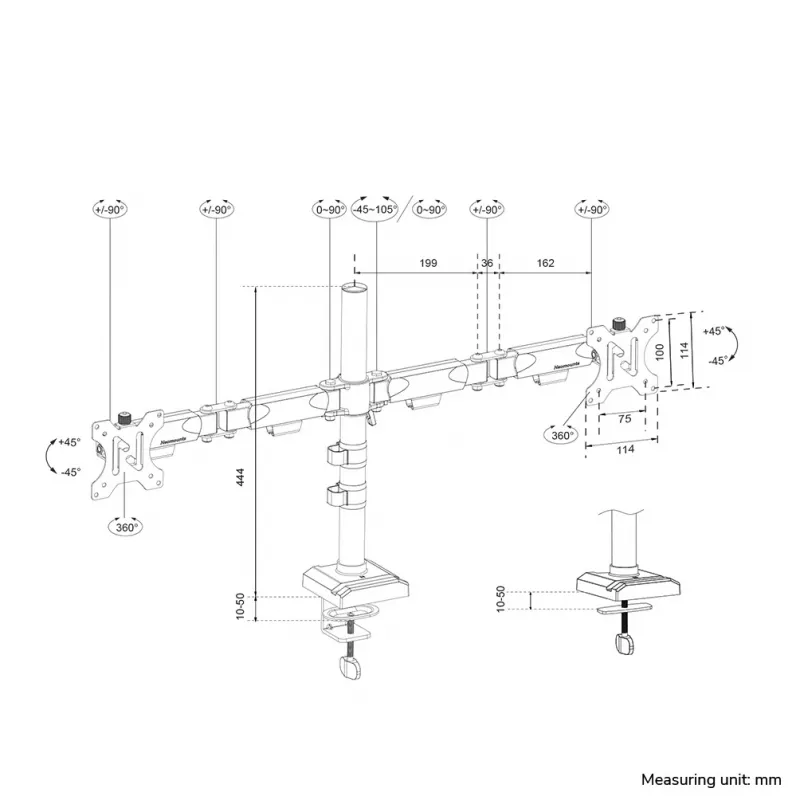 Neomounts DS60-600BL2 braccio monitor 10-32