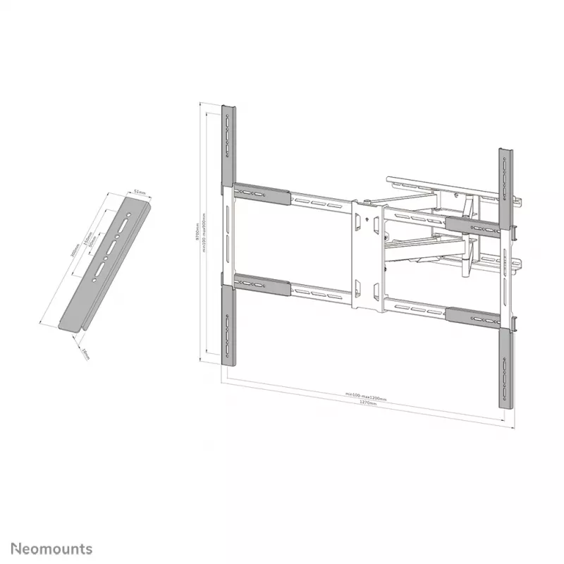 Kit di estensione VESA Neomounts AWLS-950BL1 55-110 pollici – max. 125 kg