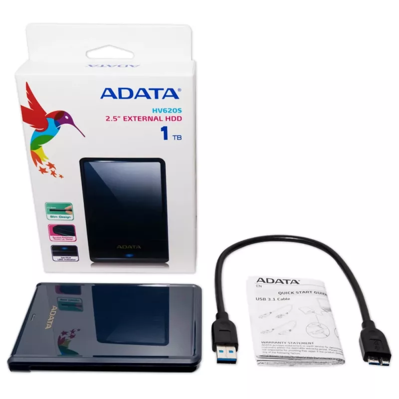 ADATA DashDrive HV620S AHV620S-1TU31-CBL disco rigido esterno, 1 TB, 2,5", USB 3.1, blu