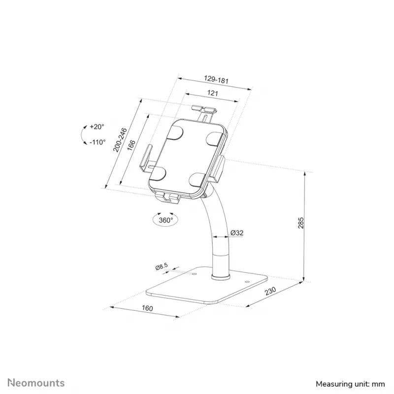 Supporto per tablet Neomounts DS15-625WH1 bianco supporto passivo da tavolo