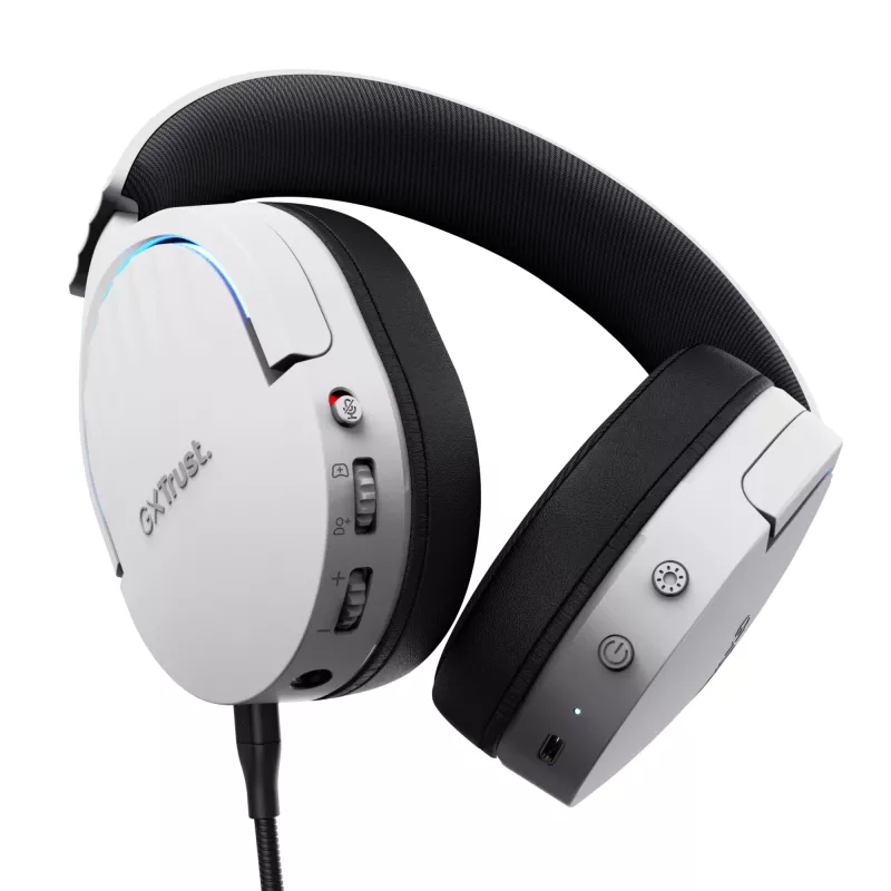 Trust GXT 491W FAYZO Headset con filo e senza fili Head-Band Gaming USB Type-C Bluetooth nero, bianco