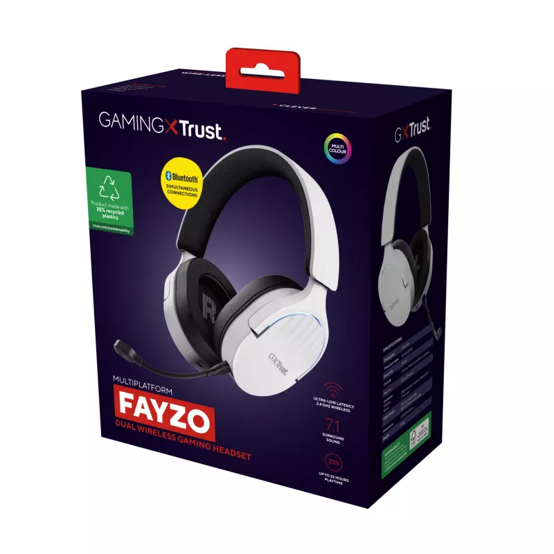 Trust GXT 491W FAYZO Headset con filo e senza fili Head-Band Gaming USB Type-C Bluetooth nero, bianco