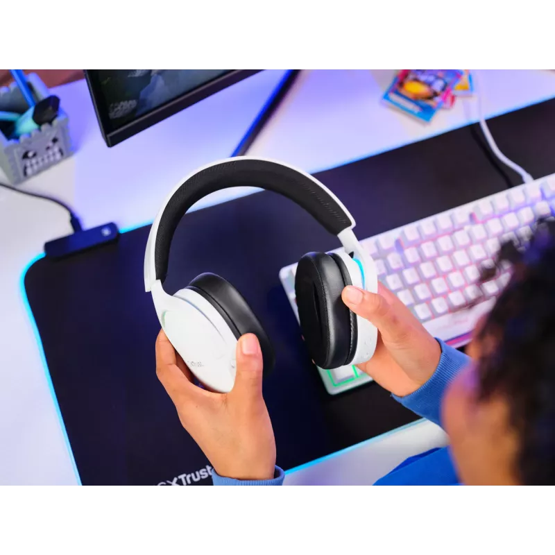 Trust GXT 491W FAYZO Headset con filo e senza fili Head-Band Gaming USB Type-C Bluetooth nero, bianco