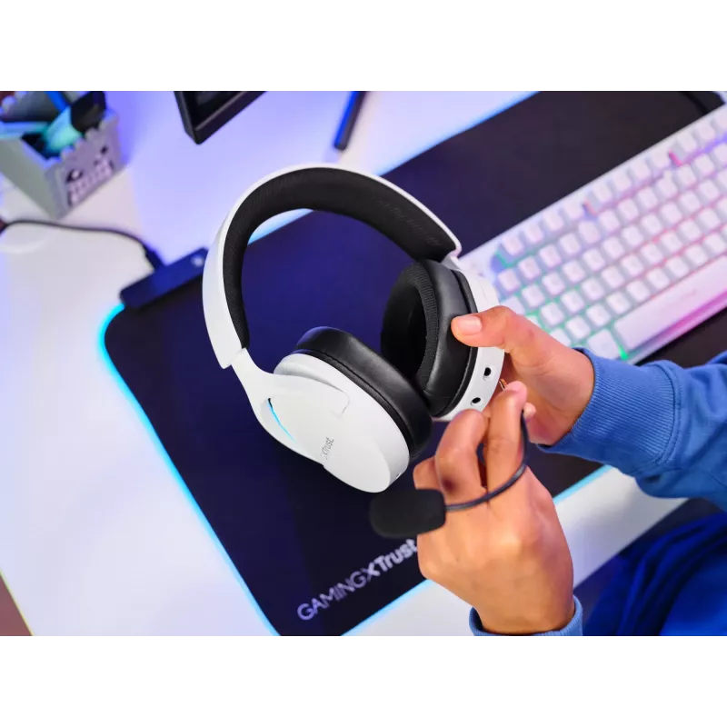 Trust GXT 491W FAYZO Headset con filo e senza fili Head-Band Gaming USB Type-C Bluetooth nero, bianco