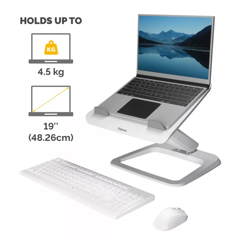 Fellowes supporto per laptop da scrivania – Hana LT supporto per laptop per casa e ufficio – supporto per laptop regolabile con 3 altezze – dimensione max. monitor 19