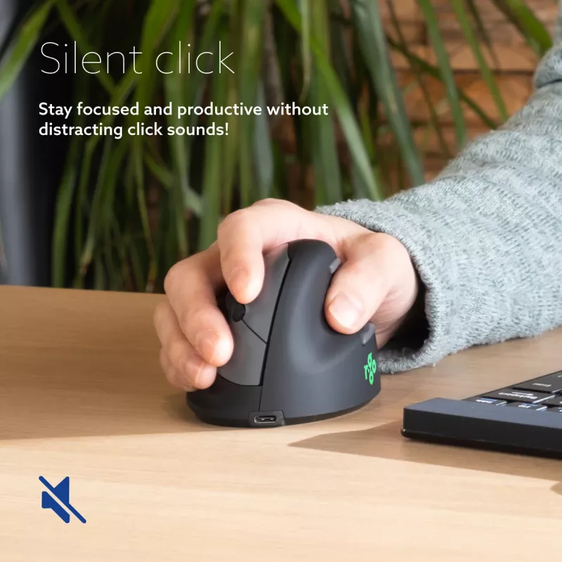 R-Go Tools mouse ergonomico R-Go HE Break con software per pause, grande (dimensione mano ≥ 185 mm), per destrimani, Bluetooth, nero