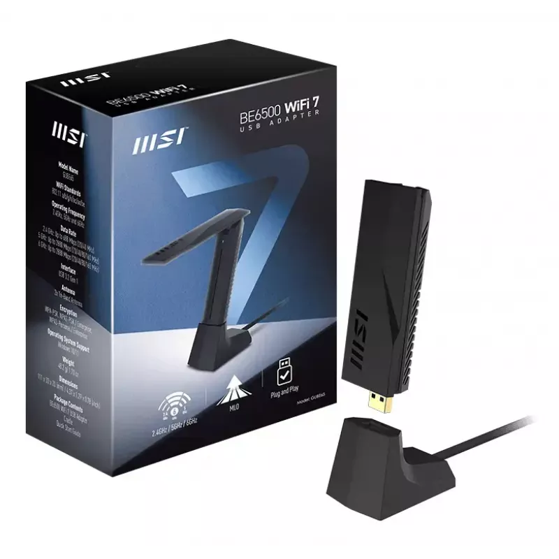 Chiavetta USB MSI BE6500 WiFi7 USB 3.2 Gen 1 Dongle nero
