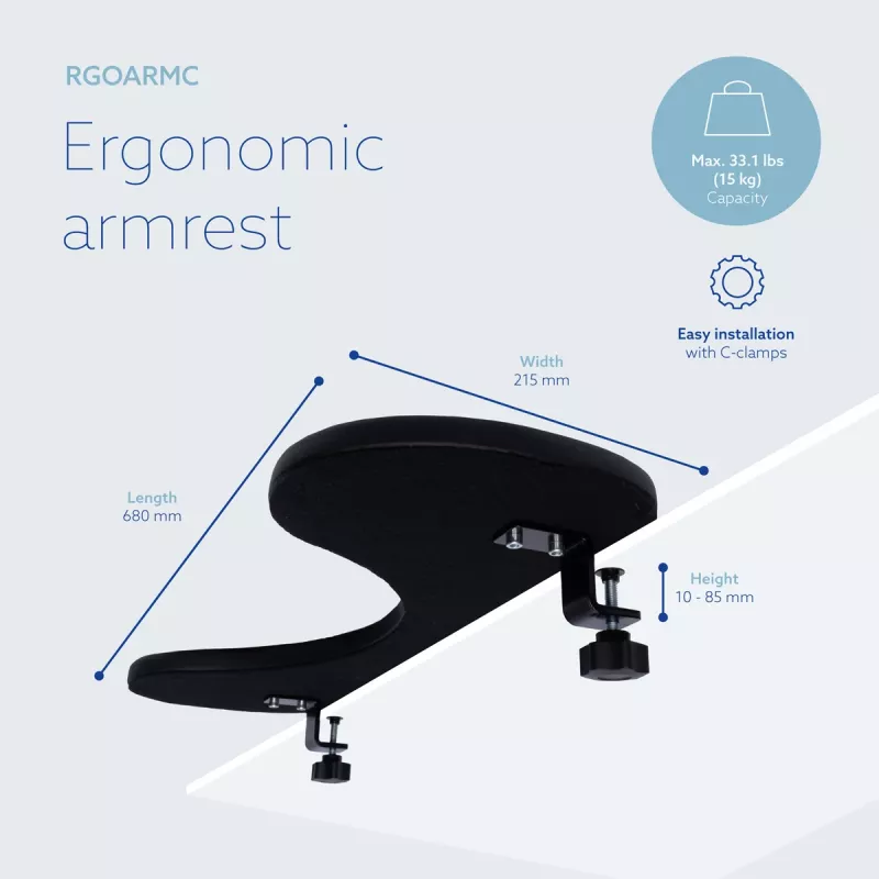 Poggia braccia R-Go Tools R-Go, ergonomico, simmetrico, con incavo addominale, schiuma morbida, nero