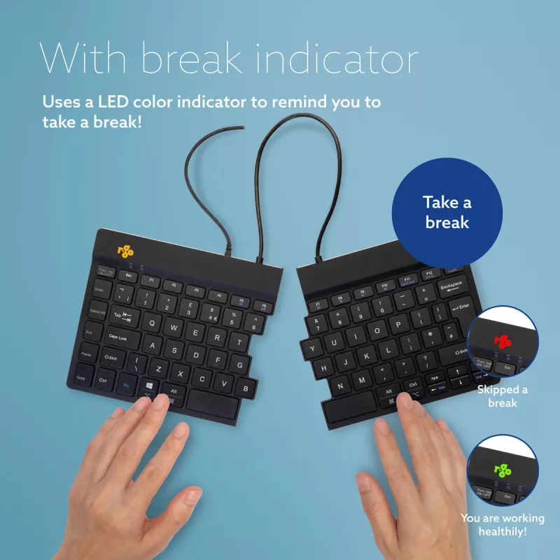Tastiera ergonomica R-Go Tools R-Go Split Break v2 con software Break, tastiera ergonomica divisa, QWERTY (UK), con filo, nero