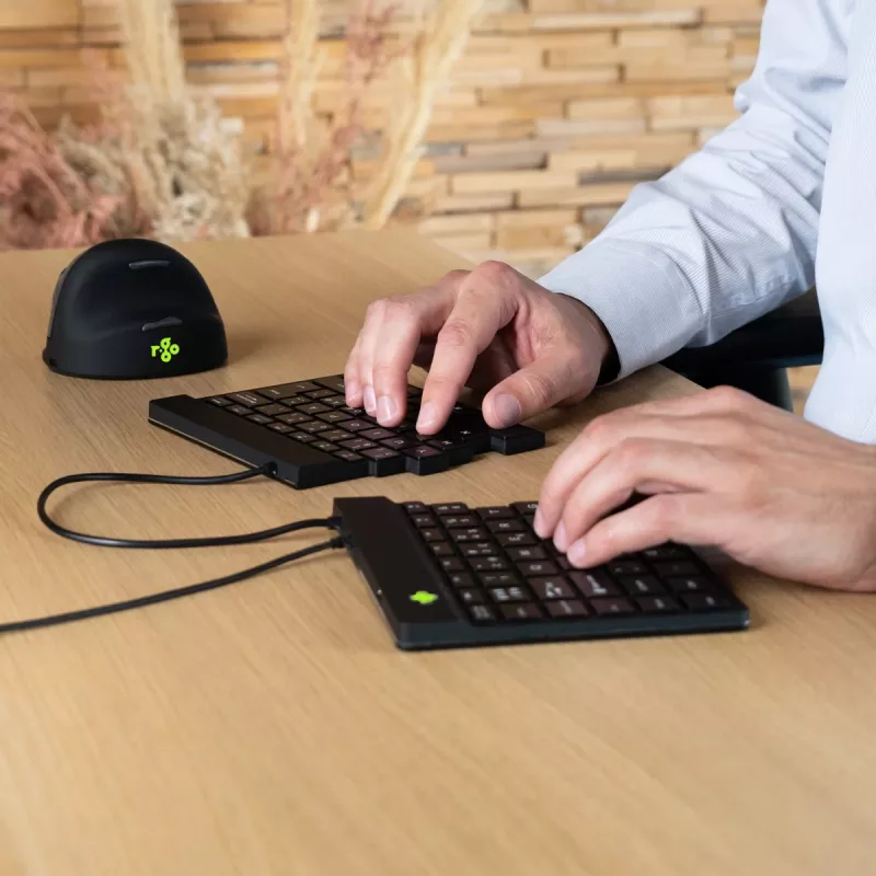 Tastiera ergonomica R-Go Tools R-Go Split Break v2 con software Break, tastiera ergonomica divisa, QWERTY (US), con filo, nero