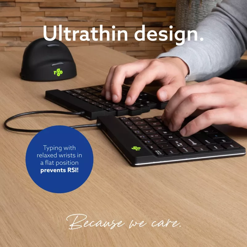Tastiera ergonomica R-Go Tools R-Go Split Break con software per pause, tastiera ergonomica divisa, QWERTY (US), Bluetooth, nero