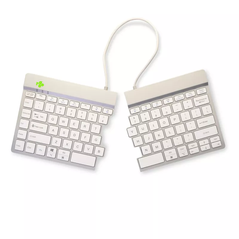 Tastiera ergonomica R-Go Tools R-Go Split Break con software per le pause, tastiera ergonomica divisa, QWERTY (US), Bluetooth, bianca