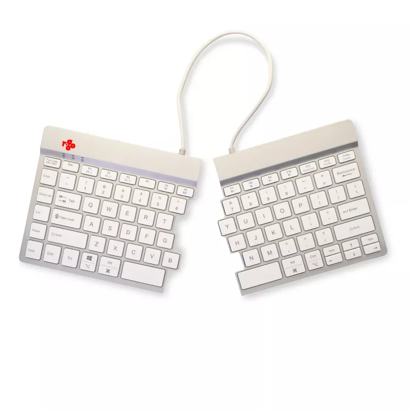 Tastiera ergonomica R-Go Tools R-Go Split Break con software per le pause, tastiera ergonomica divisa, QWERTY (US), Bluetooth, bianca