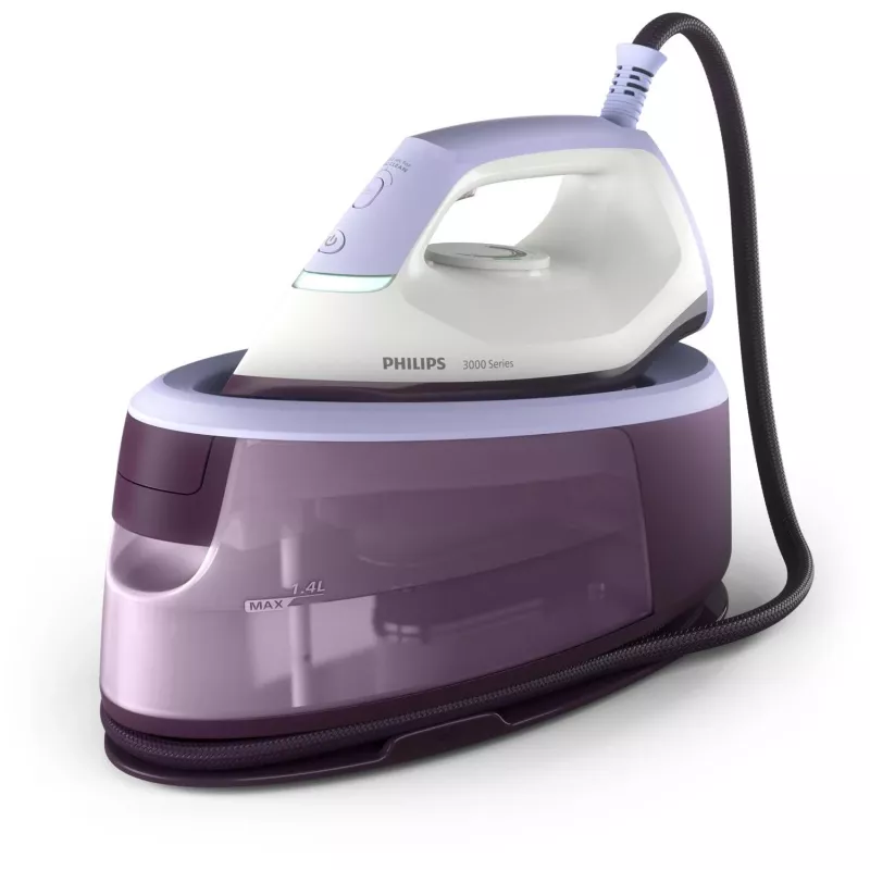 Centro stiro con caldaia Philips 3000 series PSG3000/30 2400 W 1,4 L piastra in ceramica lilla, bianco
