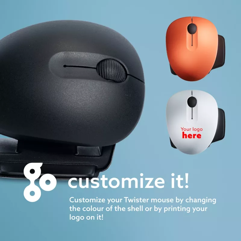 Mouse ergonomico R-Go Tools R-Go Twister, con software per pause, mouse ambidestro per entrambe le mani, pieghevole, Bluetooth e con filo