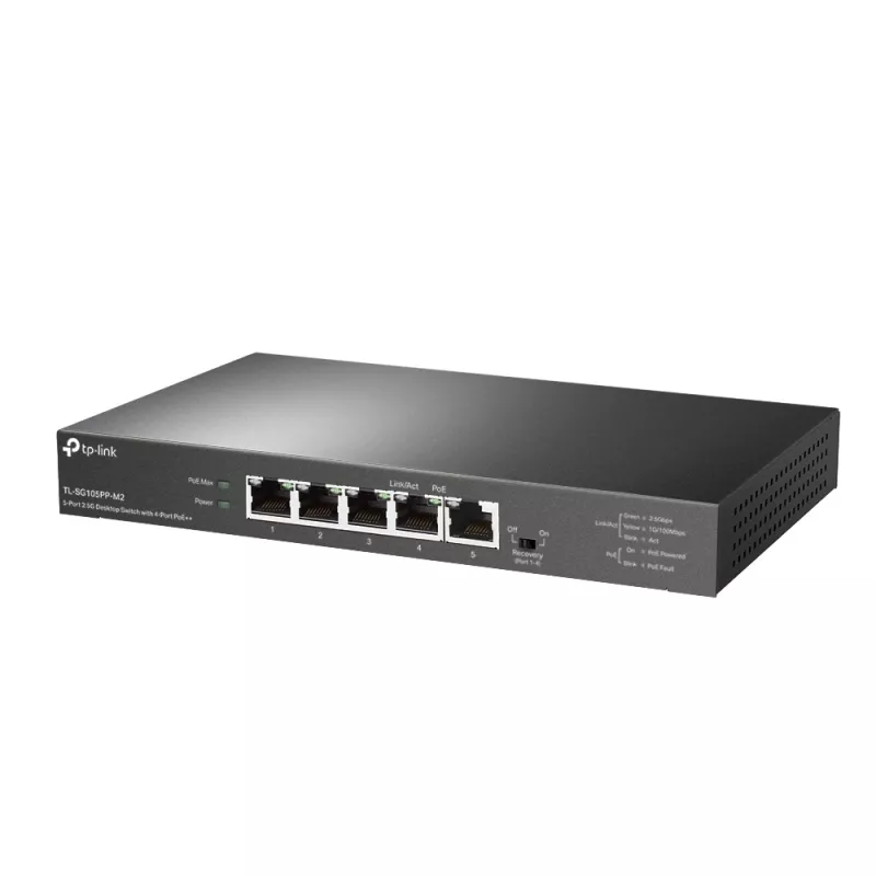 TP-Link switch desktop 5 porte 2.5G con 4 porte PoE++ unmanaged