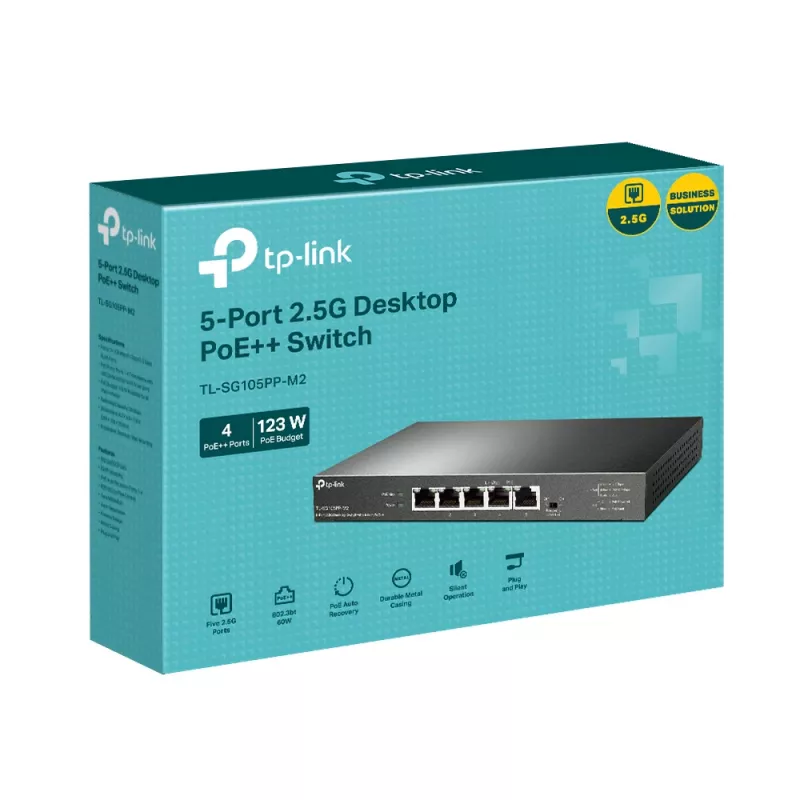 TP-Link switch desktop 5 porte 2.5G con 4 porte PoE++ unmanaged