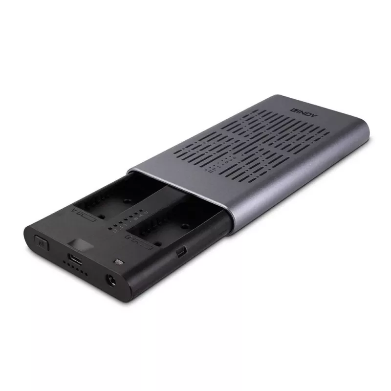 Lindy case per SSD USB 3.2 Gen 2x2 dual M.2 NVMe con funzione di clonazione