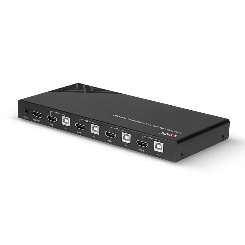 Switch KVM Lindy HDMI 18G USB 2.0 audio 4 porte 4K Ultra HD