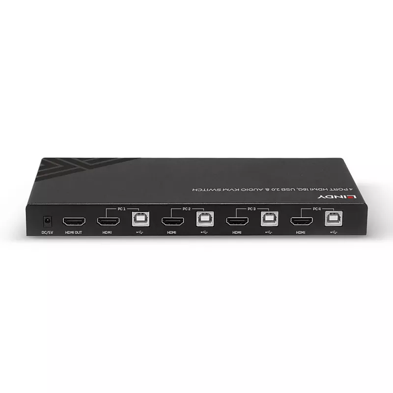 Switch KVM Lindy HDMI 18G USB 2.0 audio 4 porte 4K Ultra HD