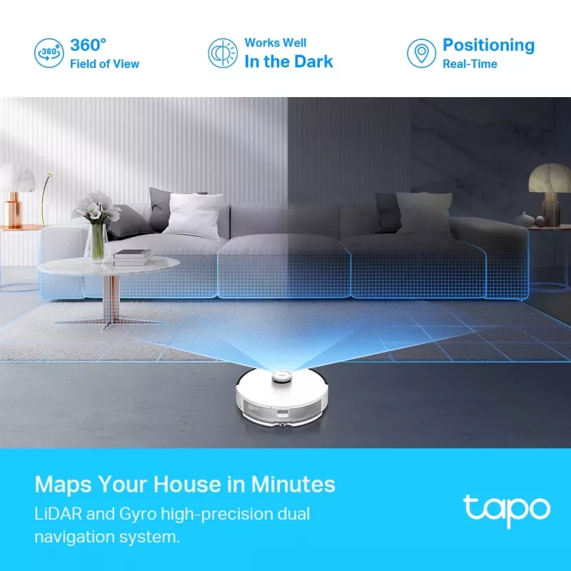 Robot aspirapolvere e lavapavimenti con navigazione LiDAR TP-Link Tapo