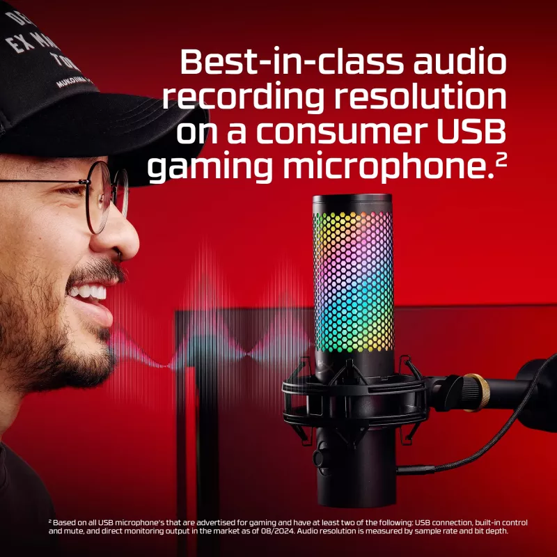 HyperX QuadCast 2 S - microfono USB (nero), microfono da tavolo, -8 dB, 20 - 20000 Hz, 1 Ω, cablato, USB