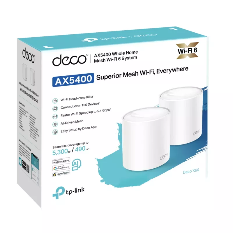 Sistema Mesh Wi-Fi 6 per tutta la casa TP-Link AX3000, confezione da 2