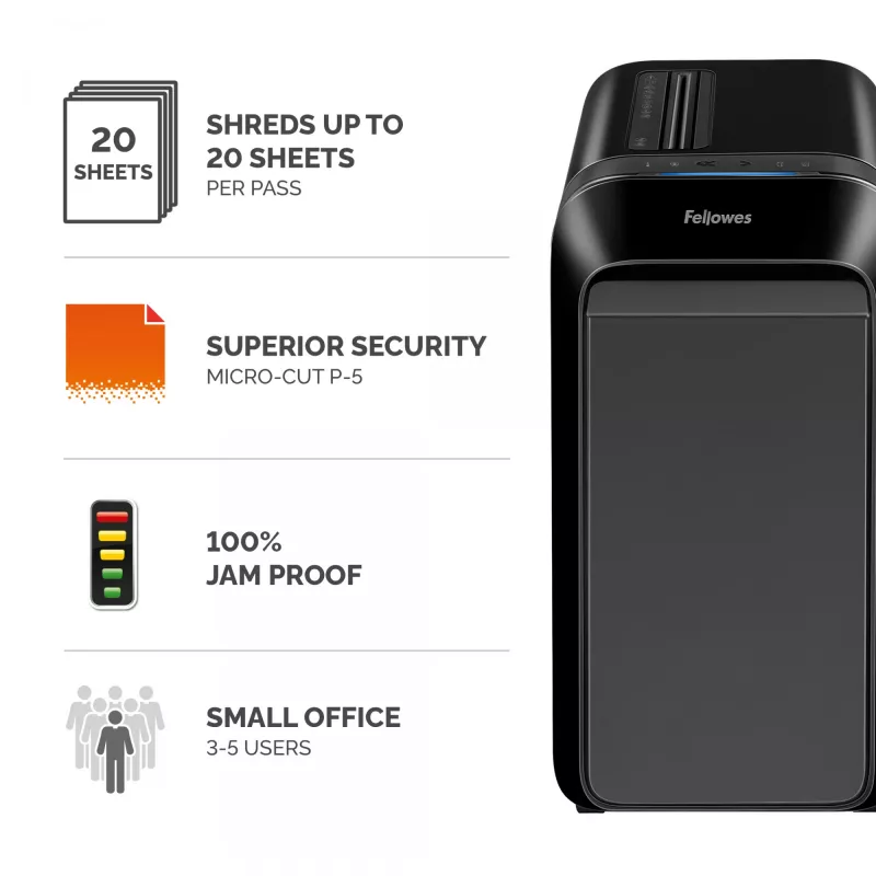 Fellowes Powershred LX221 5050401 distruggidocumenti a microframmenti, P-5, 20 fogli, 2 x 12 mm, 30 l, 70 dB, nero