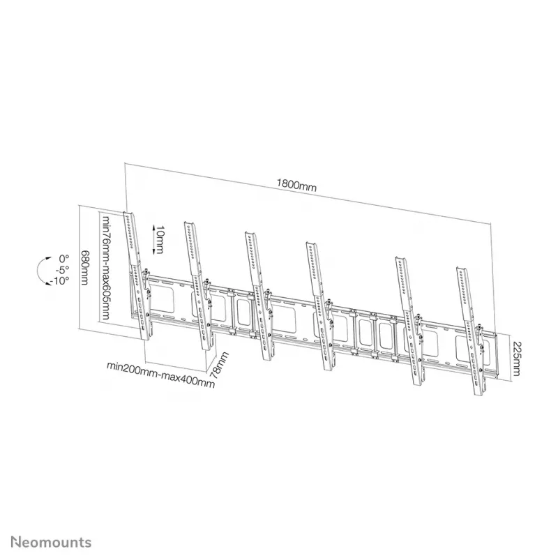 Supporto da parete per menuboard Neomounts NS-WMB300P nero 40-52 pollici – inclinabile – verticale