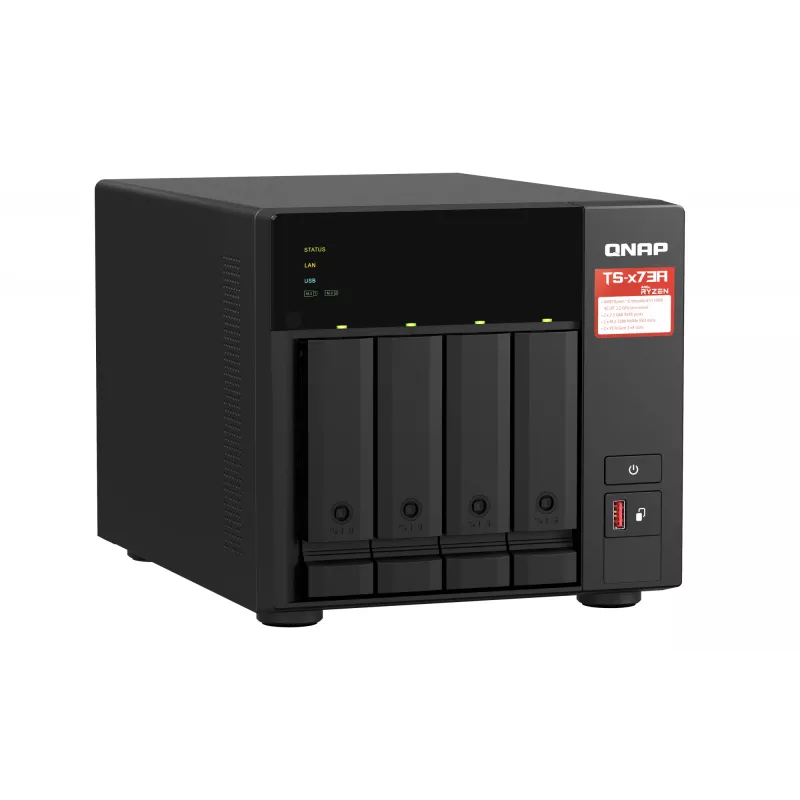 NAS QNAP TS-473A Tower Ryzen Embedded V1500B 8 GB DDR4 0 TB QNAP Turbo System nero