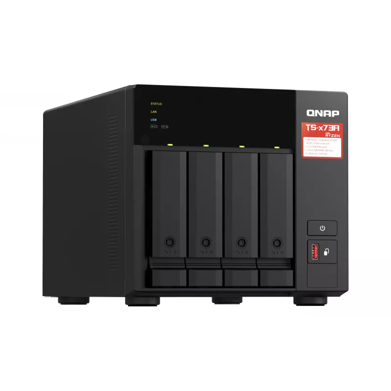 NAS QNAP TS-473A Tower Ryzen Embedded V1500B 8 GB DDR4 0 TB QNAP Turbo System nero