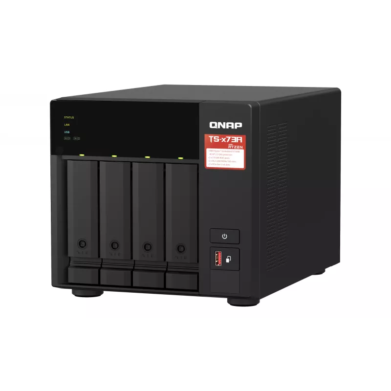 NAS QNAP TS-473A Tower Ryzen Embedded V1500B 8 GB DDR4 0 TB QNAP Turbo System nero