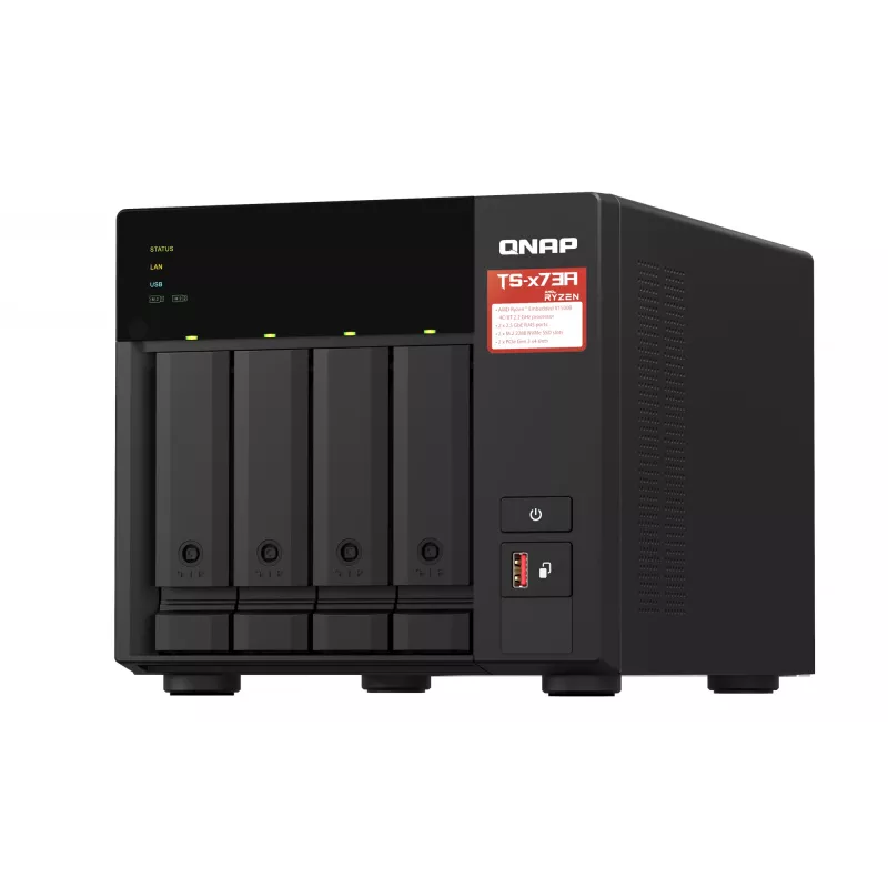 NAS QNAP TS-473A Tower Ryzen Embedded V1500B 8 GB DDR4 0 TB QNAP Turbo System nero