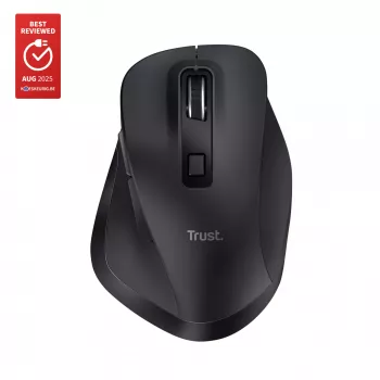TRUST Fyda Office mouse ergonomico wireless per destrorsi – RF + Bluetooth 5.2 – ottico 2400 DPI – 6 tasti – nero