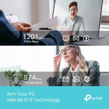 Adattatore USB Wi-Fi wireless TP-LINK Archer TX35U PLUS — Wi-Fi 6 dual band 1201 Mbit/s, alimentato via USB, nero