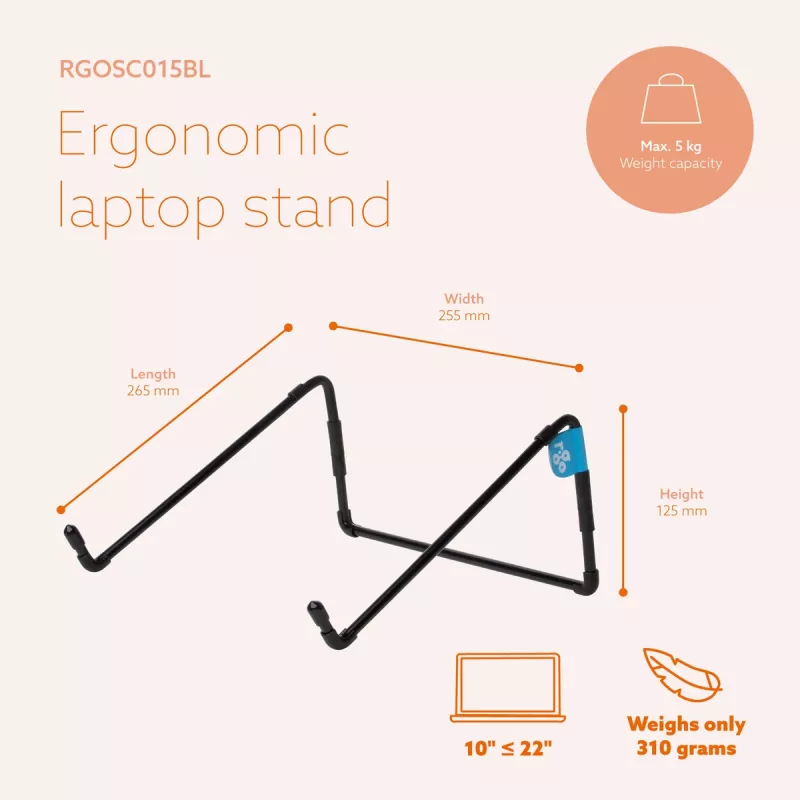 R-Go Tools supporto per laptop R-Go Steel Travel, ergonomico e pieghevole, adatto per laptop da 10-22