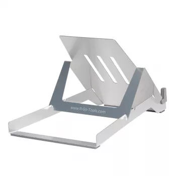 R-Go Tools supporto per laptop R-Go Riser Basic, supporto per laptop pieghevole e regolabile, alluminio, argento
