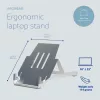 R-Go Tools supporto per laptop R-Go Riser Basic, supporto per laptop pieghevole e regolabile, alluminio, argento