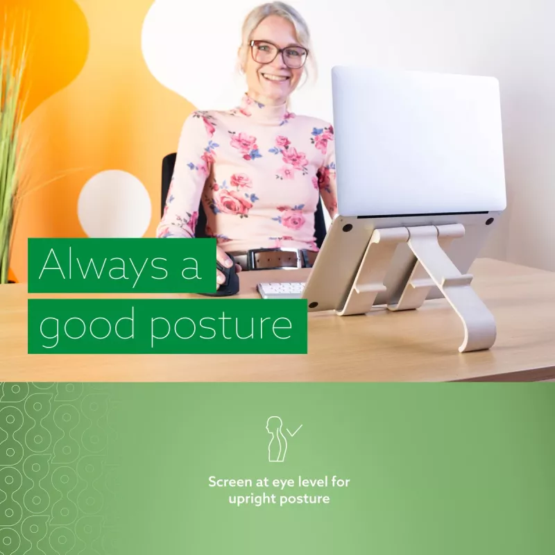 R-Go Tools supporto per laptop e tablet R-Go Treepod, ergonomico e modulare, regolabile, a base biologica