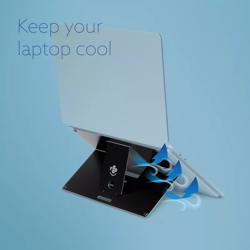 R-Go Tools supporto per laptop R-Go Riser Attachable, regolabile, integrato nel tuo laptop, alluminio, nero