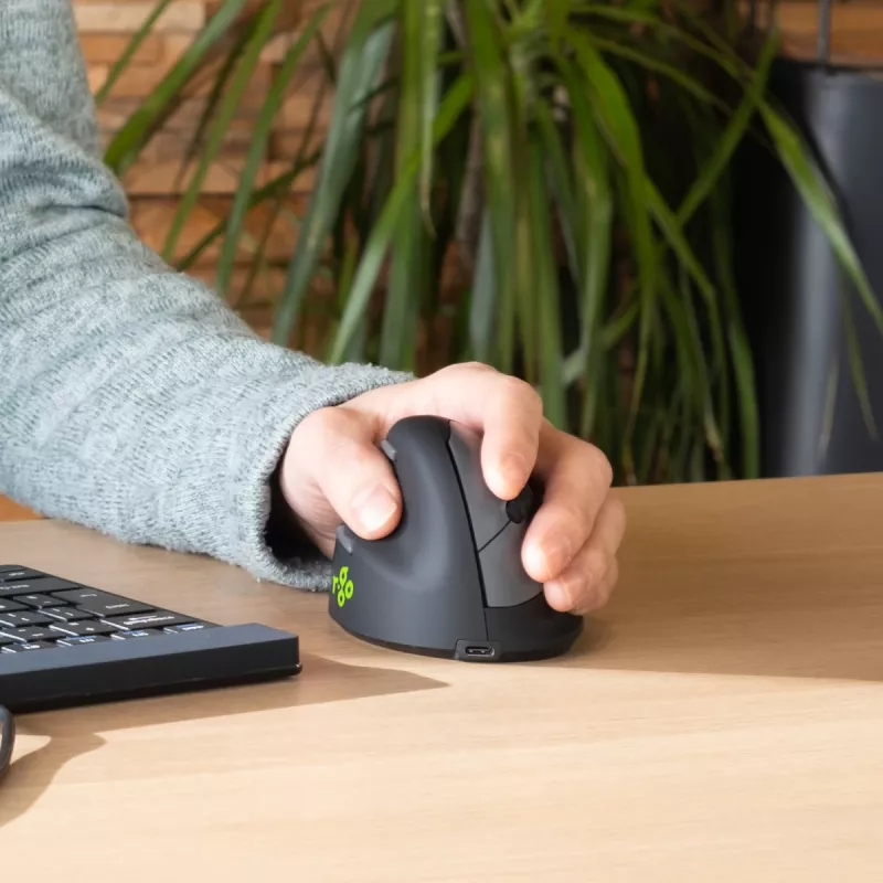 R-Go Tools mouse ergonomico R-Go HE Break con software per pause, medio (misura mano 165-185 mm), per mancini, Bluetooth, nero