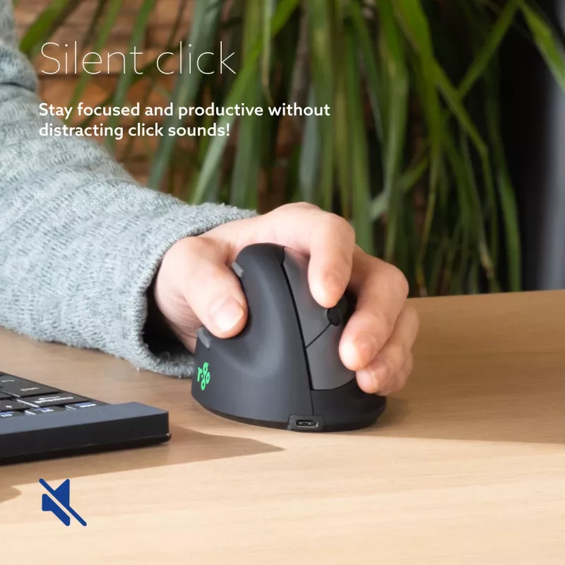 R-Go Tools mouse ergonomico R-Go HE Break con software per pause, medio (misura mano 165-185 mm), per mancini, Bluetooth, nero