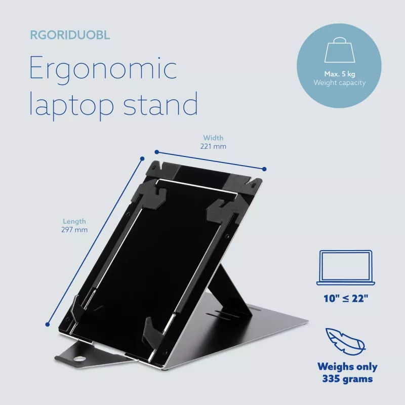 R-Go Tools supporto per tablet e laptop R-Go Riser Duo, adatto per schermi da 10–22